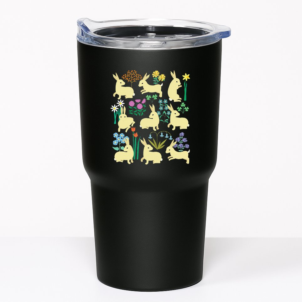 Playful Little Rabbits Among Colorful Flowers Tumbler