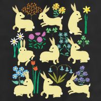 Playful Little Rabbits Among Colorful Flowers Hat