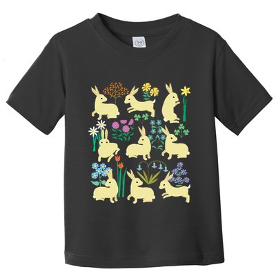 Playful Little Rabbits Among Colorful Flowers Toddler T-Shirt