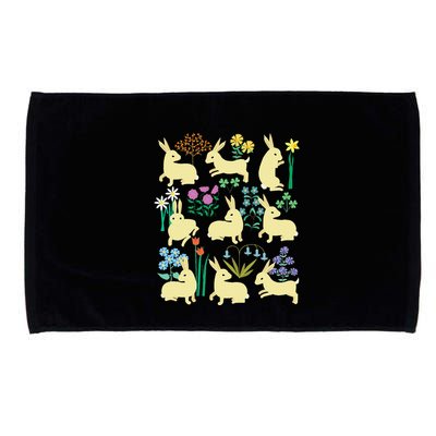 Playful Little Rabbits Among Colorful Flowers Microfiber Hand Towel