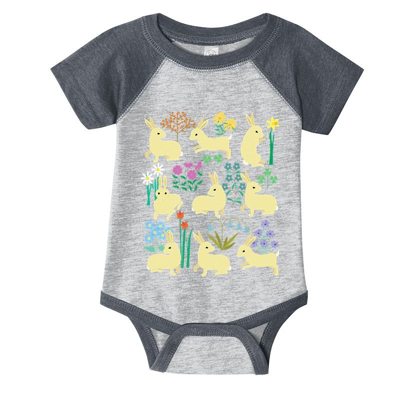 Playful Little Rabbits Among Colorful Flowers Infant Baby Jersey Bodysuit