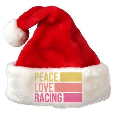 Peace Love Racing Funny Auto Racing Mechanic Ual Cute Gift Premium Christmas Santa Hat