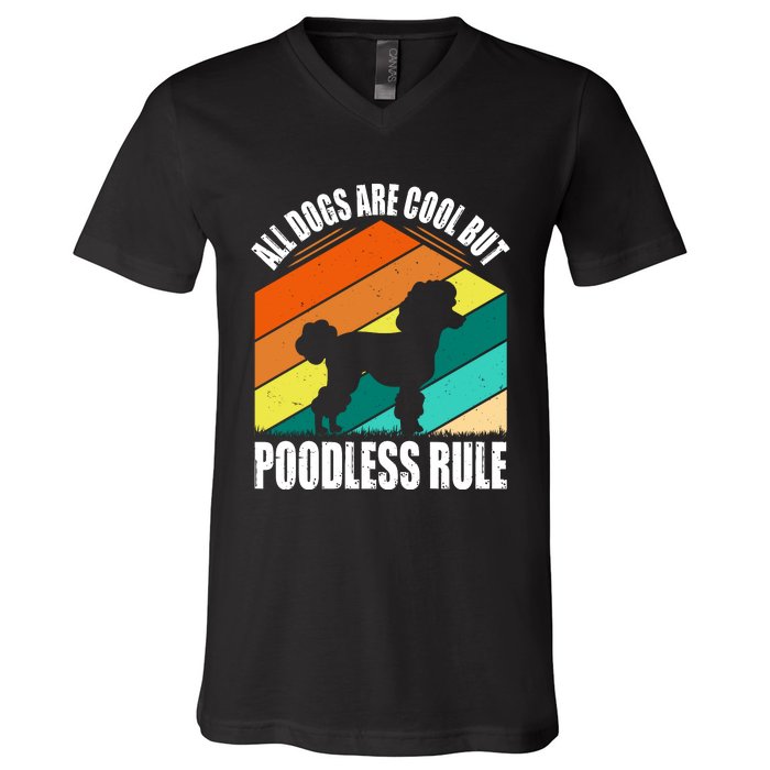 Poodle Love Retro Vibe V-Neck T-Shirt