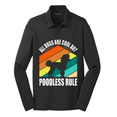 Poodle Love Retro Vibe Silk Touch Performance Long Sleeve Polo