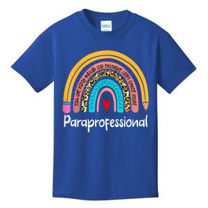 Paraprofessional Leopard Rainbow Back To School Paraeducator Cute Gift Kids T-Shirt