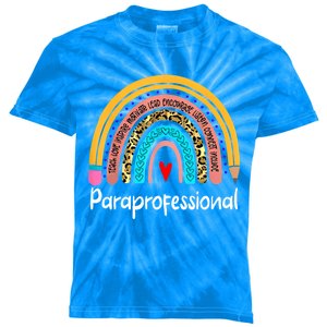 Paraprofessional Leopard Rainbow Back To School Paraeducator Cute Gift Kids Tie-Dye T-Shirt