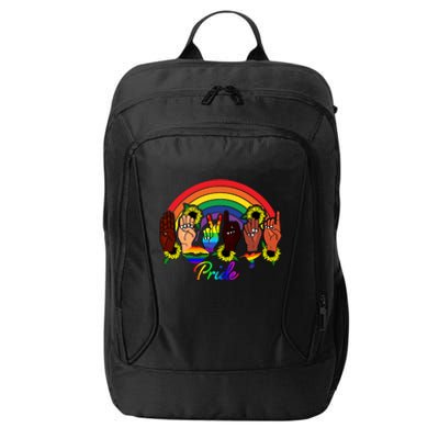 Pride Lgbt Rainbow Lips Kindness Sign Language Hand Flowers Gift City Backpack