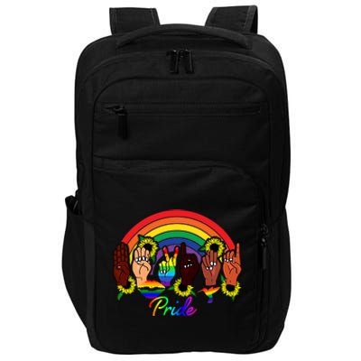 Pride Lgbt Rainbow Lips Kindness Sign Language Hand Flowers Gift Impact Tech Backpack