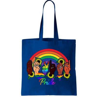 Pride Lgbt Rainbow Lips Kindness Sign Language Hand Flowers Gift Tote Bag