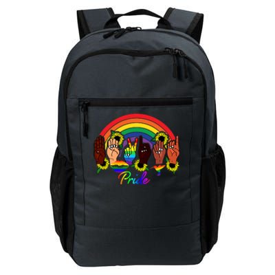 Pride Lgbt Rainbow Lips Kindness Sign Language Hand Flowers Gift Daily Commute Backpack