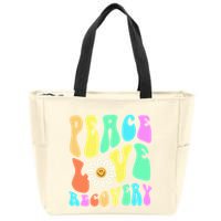 Peace Love Recovery Retro Sober Celebration Zip Tote Bag