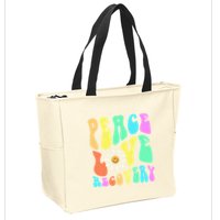 Peace Love Recovery Retro Sober Celebration Zip Tote Bag