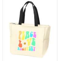 Peace Love Recovery Retro Sober Celebration Zip Tote Bag