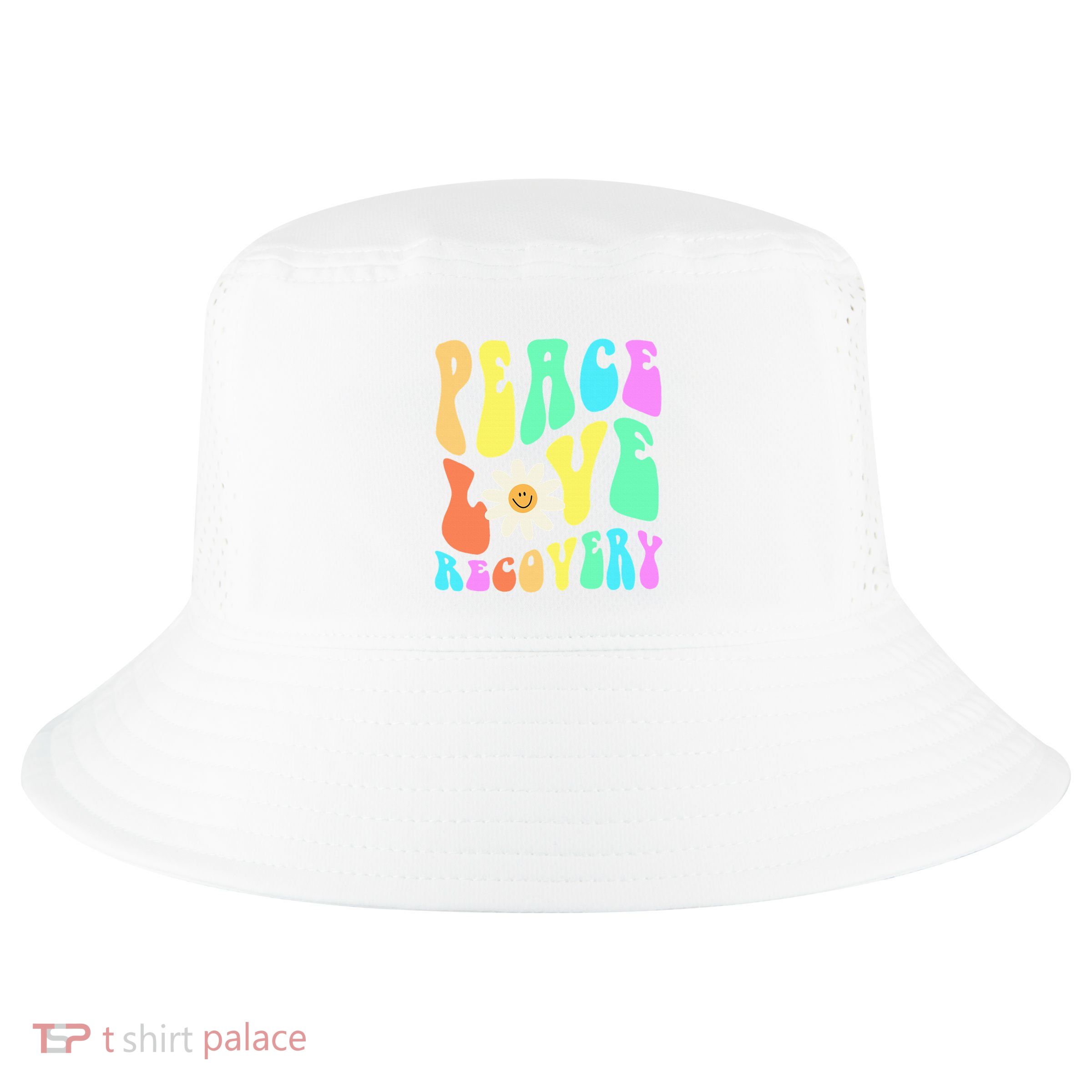 Peace Love Recovery Retro Sober Celebration Cool Comfort Performance Bucket Hat