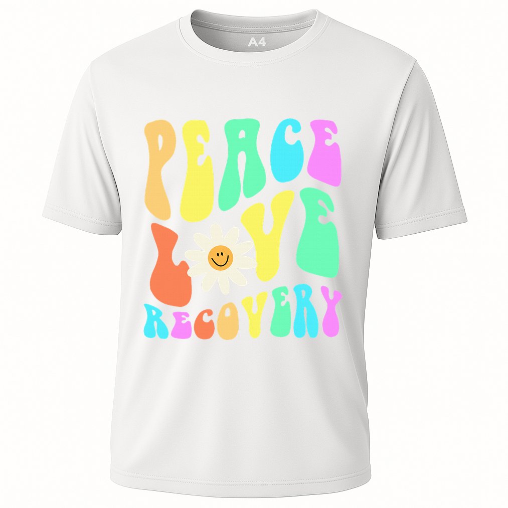 Peace Love Recovery Retro Sober Celebration Cooling Performance Crew T-Shirt