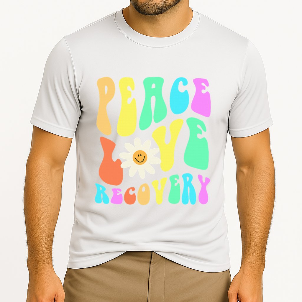 Peace Love Recovery Retro Sober Celebration Cooling Performance Crew T-Shirt