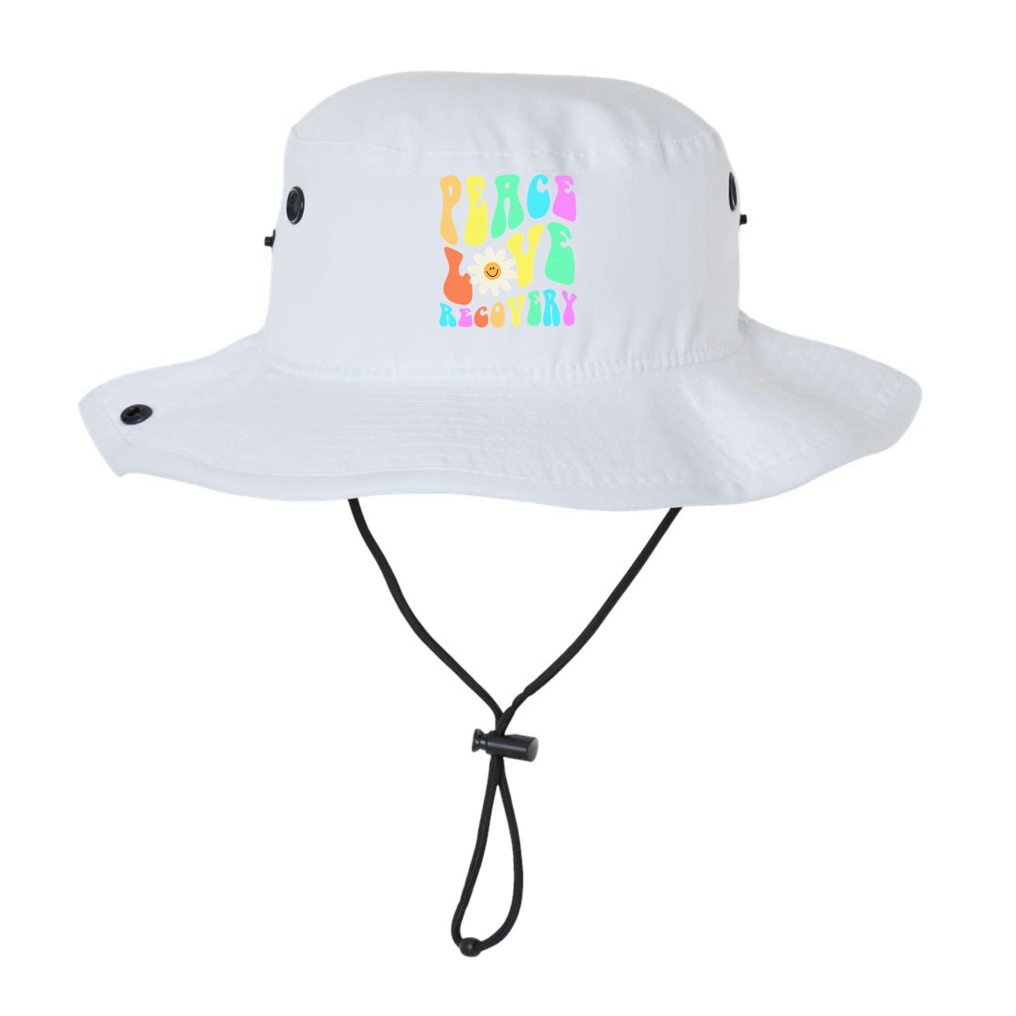 Peace Love Recovery Retro Sober Celebration Bucket Hat
