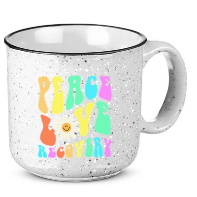 Peace Love Recovery Retro Sober Celebration 15oz Campfire Ceramic Mug