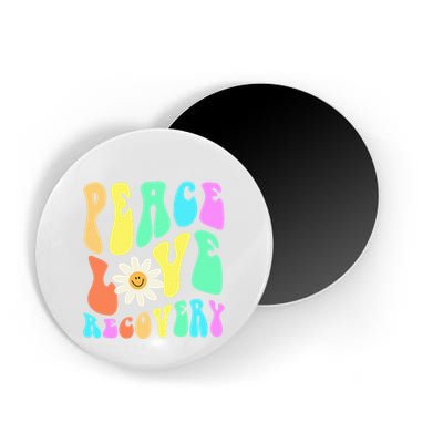 Peace Love Recovery Retro Sober Celebration Magnet