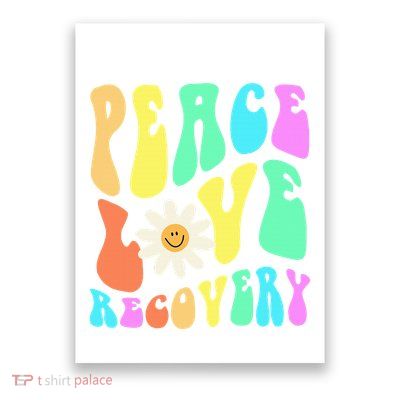 Peace Love Recovery Retro Sober Celebration Poster