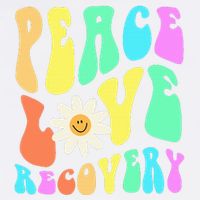 Peace Love Recovery Retro Sober Celebration Women's V-Neck T-Shirt