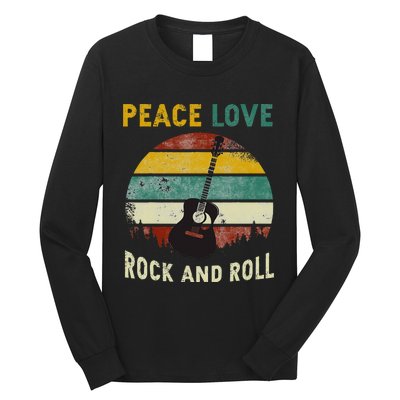 Peace Love Rock & Roll Guitar Player Guitarist Vintage Long Sleeve Shirt