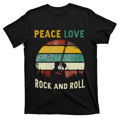 Peace Love Rock & Roll Guitar Player Guitarist Vintage T-Shirt