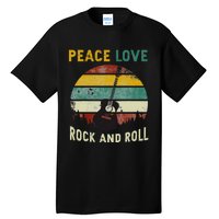 Peace Love Rock & Roll Guitar Player Guitarist Vintage Tall T-Shirt