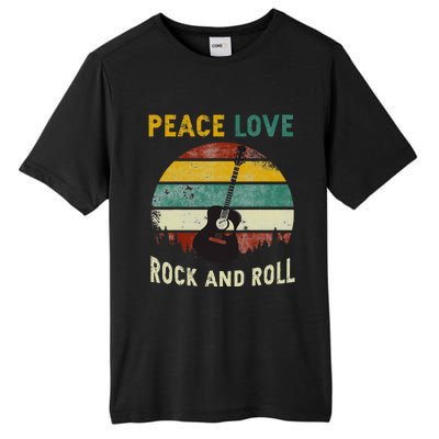 Peace Love Rock & Roll Guitar Player Guitarist Vintage Tall Fusion ChromaSoft Performance T-Shirt