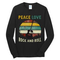 Peace Love Rock & Roll Guitar Player Guitarist Vintage Tall Long Sleeve T-Shirt