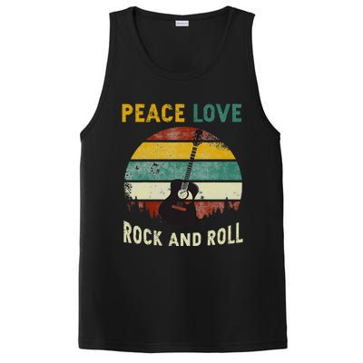 Peace Love Rock & Roll Guitar Player Guitarist Vintage PosiCharge Competitor Tank