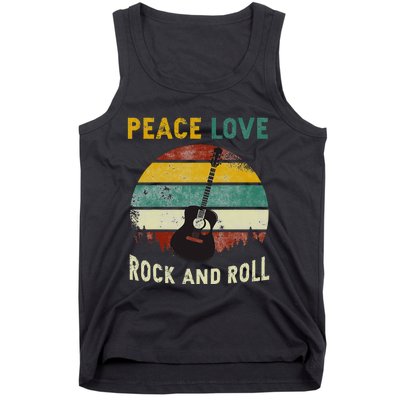 Peace Love Rock & Roll Guitar Player Guitarist Vintage Tank Top