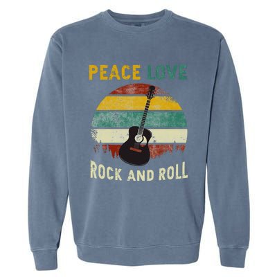 Peace Love Rock & Roll Guitar Player Guitarist Vintage Garment-Dyed Sweatshirt