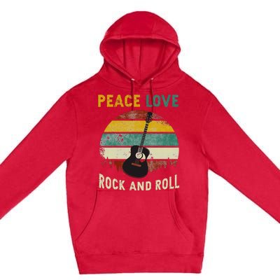 Peace Love Rock & Roll Guitar Player Guitarist Vintage Premium Pullover Hoodie