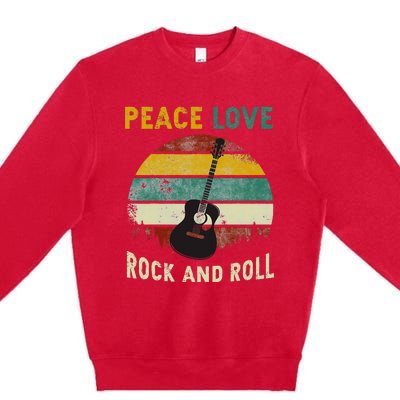 Peace Love Rock & Roll Guitar Player Guitarist Vintage Premium Crewneck Sweatshirt