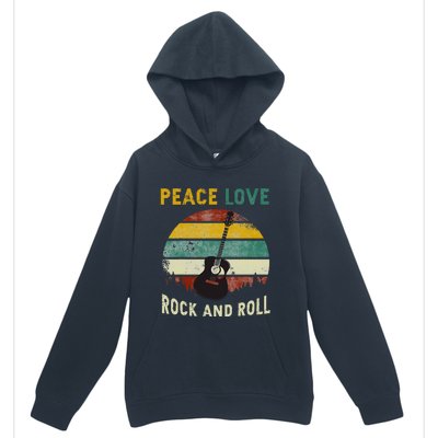 Peace Love Rock & Roll Guitar Player Guitarist Vintage Urban Pullover Hoodie