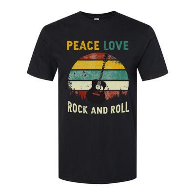 Peace Love Rock & Roll Guitar Player Guitarist Vintage Softstyle CVC T-Shirt