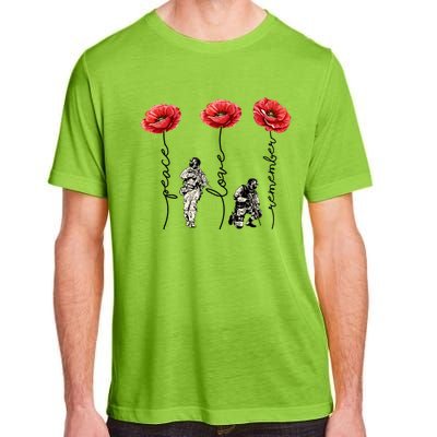 Peace Love Remember Red Poppy Flower Soldier Veteran Day Gift Adult ChromaSoft Performance T-Shirt