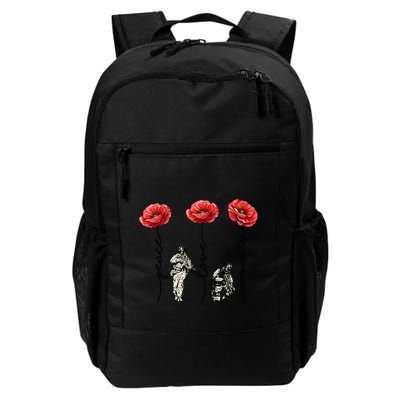 Peace Love Remember Red Poppy Flower Soldier Veteran Day Gift Backpack