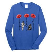 Peace Love Remember Red Poppy Flower Soldier Veteran Day Gift Long Sleeve Shirt