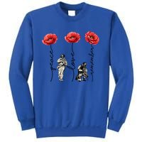 Peace Love Remember Red Poppy Flower Soldier Veteran Day Gift Sweatshirt