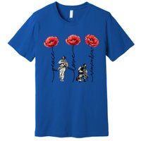 Peace Love Remember Red Poppy Flower Soldier Veteran Day Gift Premium T-Shirt