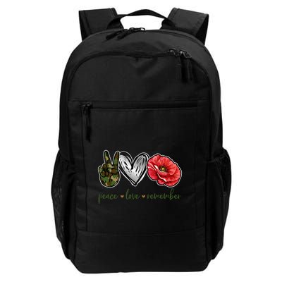 Peace Love Remember Red Poppy Flower Soldier Veteran Day Gift Backpack