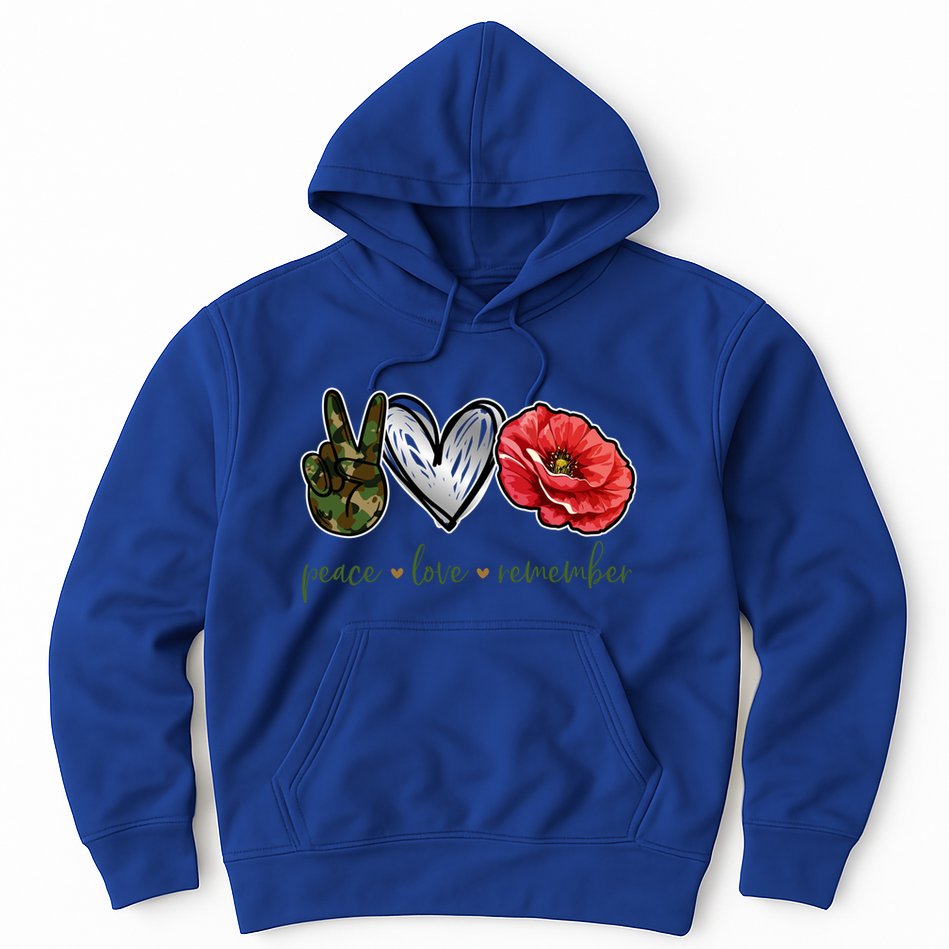 Peace Love Remember Red Poppy Flower Soldier Veteran Day Gift Hoodie