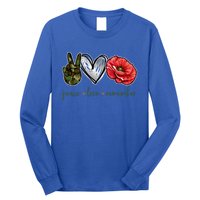 Peace Love Remember Red Poppy Flower Soldier Veteran Day Gift Long Sleeve Shirt