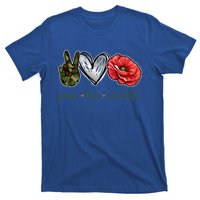 Peace Love Remember Red Poppy Flower Soldier Veteran Day Gift T-Shirt