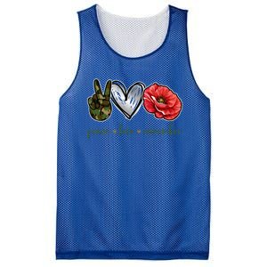 Peace Love Remember Red Poppy Flower Soldier Veteran Day Gift Mesh Reversible Basketball Jersey Tank