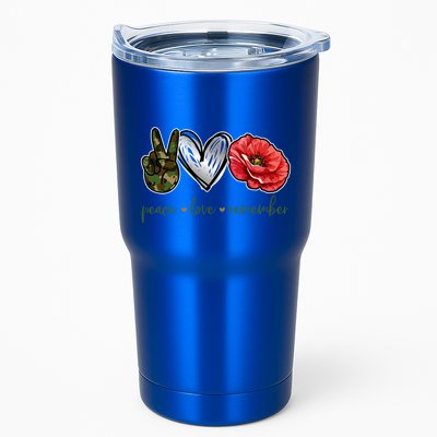 Peace Love Remember Red Poppy Flower Soldier Veteran Day Gift Tumbler