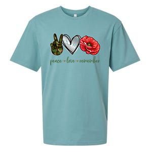 Peace Love Remember Red Poppy Flower Soldier Veteran Day Gift Sueded Cloud Jersey T-Shirt