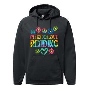 Peace Love Reading Tie Dye Book Lover Bookworm Librarian Performance Fleece Hoodie